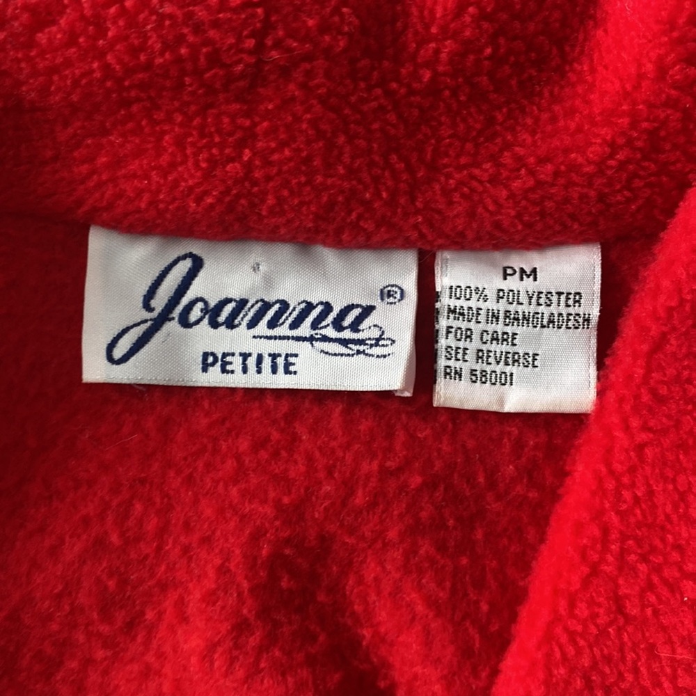 Adorable Retro Joanna Red Medium Petite Soft Fleece Button Jacket With Pockets - Picture 10 of 10